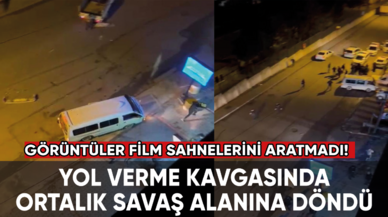 Yol verme kavgasındaki görüntüler film çekimlerini aratmadı!