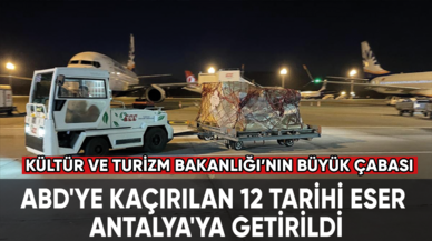 ABD'ye kaçırılan 12 tarihi eser, Antalya'ya getirildi