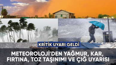 Meteoroloji'den yağmur, kar, fırtına, toz taşınımı ve çığ uyarısı