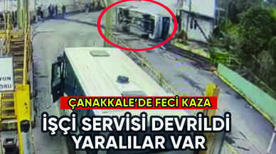 Çanakkale'de işçi servisi devrildi: Yaralılar var