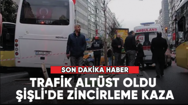 Son dakika.... Trafik altüst oldu, Şişli'de zincirleme kaza