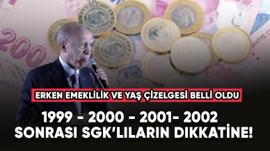 1999 - 2000 - 2001 - 2002 sonrası dikkatine! Erken emeklilik ve yaş çizelgesi belli oldu