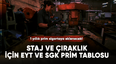 1 yıllık prim sigortaya eklenecek!  Staj ve çıraklık için prim tablosu