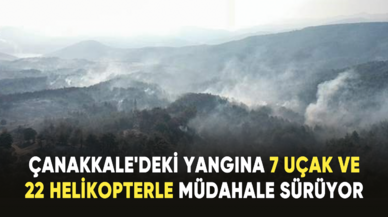 Çanakkale'deki orman yangınına 7 uçak ve 22 helikopterle müdahale sürüyor