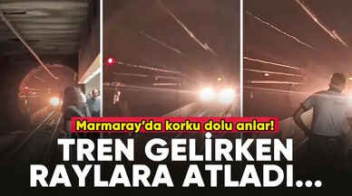 Marmaray'da dehşet! Tren gelirken raylara atladı...