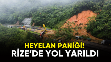 Rize'de Heyelan Paniği! Yol Yarıldı