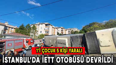 İETT otobüsü devrildi! Yaralılar var!