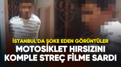 İstanbul'da şoke eden görüntüler: Motosiklet hırsızını komple streç filme sardı!