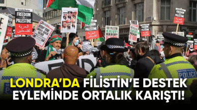 Londra'da Filistin'e destek eyleminde ortalık karıştı!