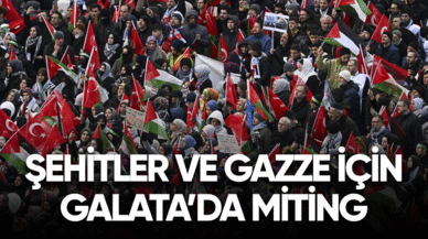 şehitler ve Gazze için Galata'da miting