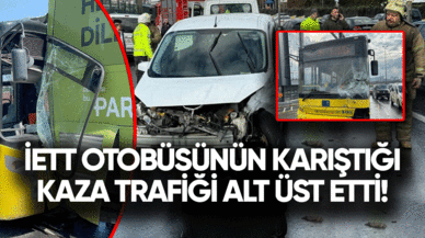 İETT otobüsünün karıştığı kaza trafiği alt üst etti!