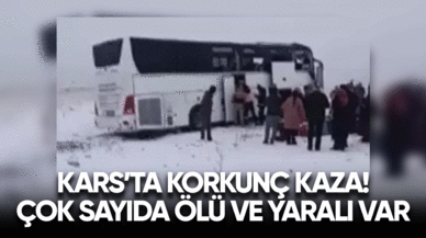 Kars'ta korkunç kaza! Olay yerinde can pazarı yaşandı