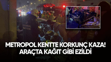 Metropol kentte korkunç kaza! Araçta kağıt gibi ezildi!