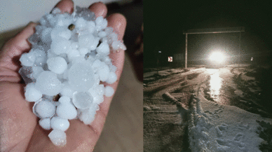 Muğla'da ceviz büyüklüğünde dolu! Yollar beyaza büründü