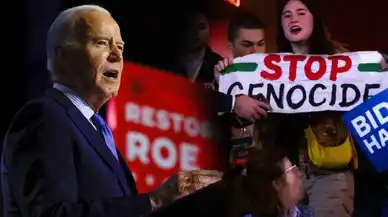 Biden'ın konuşması “Filistin'de soykırım yapıyorsun” sloganlarıyla bölündü