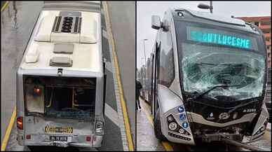 Avcılar'da talihsiz kaza! İki metrobüs çarpıştı