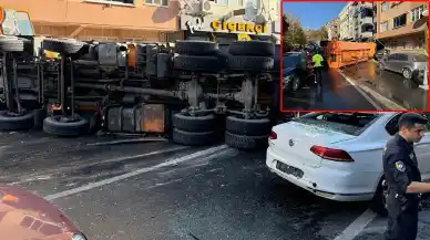 Bayrampaşa'da İBB'ye ait yol bakım aracı 8 araca çarptı