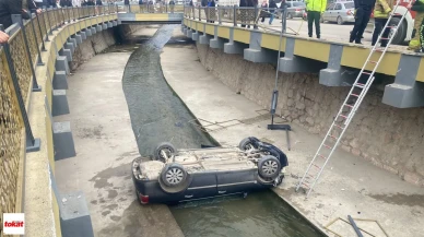 16 yaşındaki ehliyetsiz sürücü kanala uçtu!