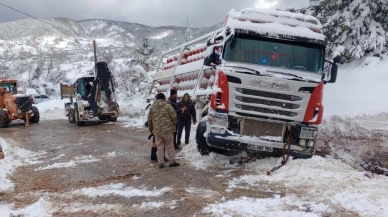 Doğal gaz tüpleri taşıyan tır şarampole devrildi!