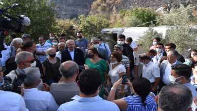 CHP Genel Başkanı Kılıçdaroğlu, Marmaris’te yangınlardan etkilenen mahalleleri ziyaret etti: