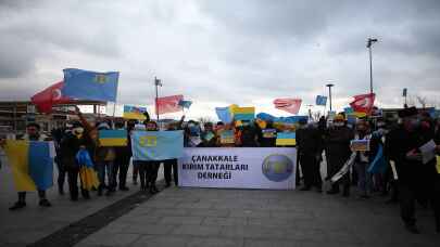 ÇANAKKALE - Rusya'nın Ukrayna'ya saldırısı protesto edildi