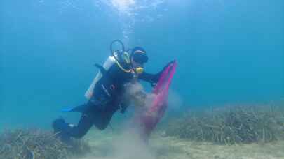 MUĞLA - Dalgıçlar deniz dibi, öğrenciler de kıyı temizliği yaptı