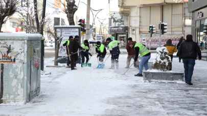 Van'da belediye ekipleri karla mücadeleyi halaylarla eğlenceye dönüştürdü