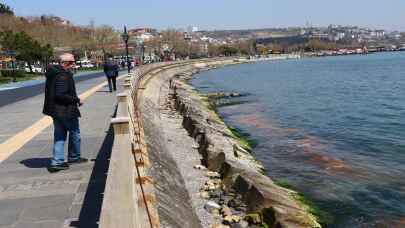 Tekirdağ'da planktonların çoğalmasıyla deniz suyu turuncuya bürünmeye başladı