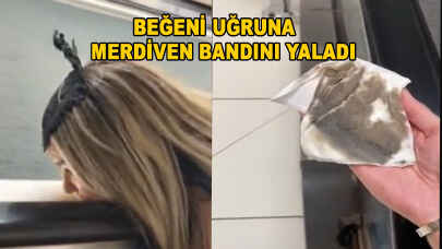 Beğeni uğruna merdiven bandını yalayan kadın gündem oldu