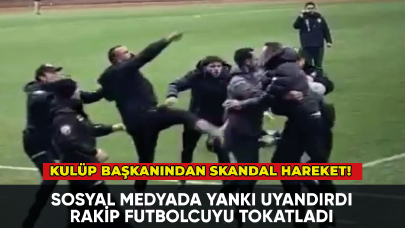 Skandal! Kulüp başkanı sahaya indi rakip futbolcuyu tokatladı