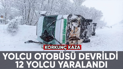 Yolcu otobüsü devrildi, yaralılar var