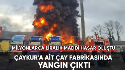 ÇAYKUR'a ait çay fabrikasında yangın çıktı