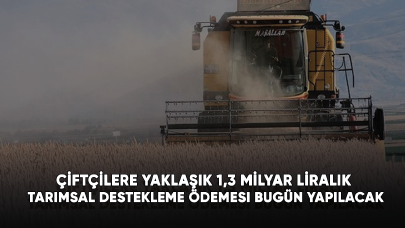 Çiftçilere yaklaşık 1,3 milyar liralık tarımsal destekleme ödemesi bugün yapılacak