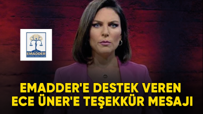 EMADDER'e destek veren Ece Üner'e teşekkür mesajı