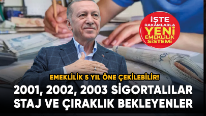 Emeklilik 5 yıl öne çekilebilir! 2001, 2002, 2003 sigortalılar ve staj ve çıraklık....