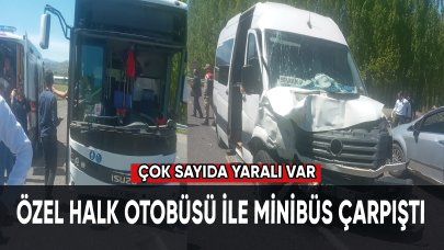 Özel halk otobüsü ile minibüs çarpıştı, çok sayıda yaralı var