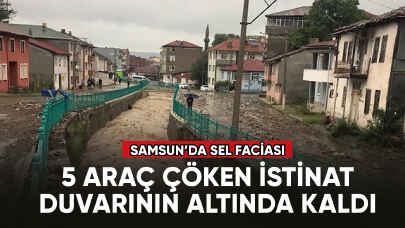 Son dakika... 5 araç çöken istinat duvarının altında kaldı