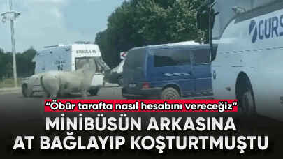 Minibüsün arkasına at bağlayıp koşturtan şahıs teslim oldu