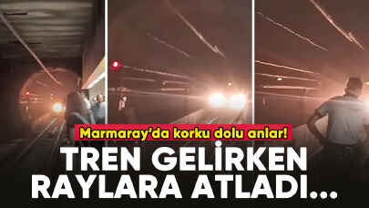 Marmaray'da dehşet! Tren gelirken raylara atladı...