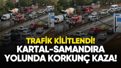 İstanbul Kartal'da feci kaza: Akaryakıt tankeri elektrik direğine çarptı!