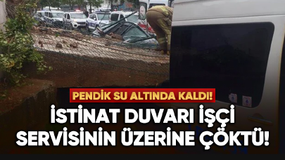 İstinat duvarı işçi servisinin üzerine çöktü!