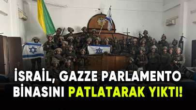 İsrail ordusu, Gazze'deki parlamento binasını patlatarak yıktı!