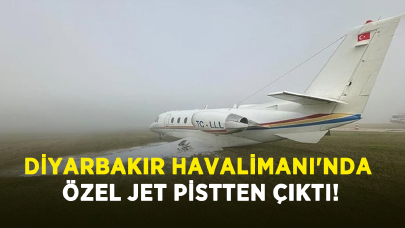 Diyarbakır Havalimanı'nda özel jet pistten çıktı!