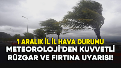 Meteoroloji'den fırtına uyarısı: 1 Aralık il il hava durumu...