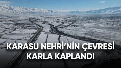 Karasu Nehri'nin çevresi karla kaplandı