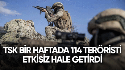 TSK bir haftada 114 teröristi etkisiz hale getirdi