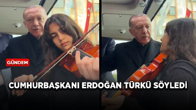 Cumhurbaşkanı Erdoğan, keman çalan öğrenci ile türkü söyleyip sohbet etti!