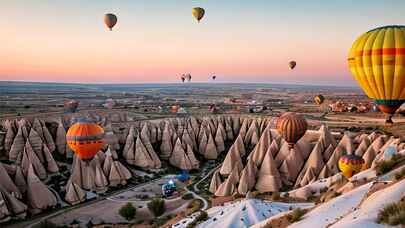 Kapadokya'da bayram yoğunluğu! Turistler akın etti