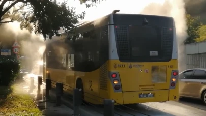 Şişli’de İETT otobüsünde korkutan yangın!