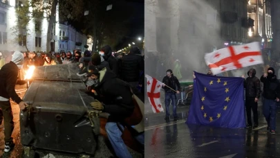 Gürcistan'da AB protestosu! Halk sokağa döküldü